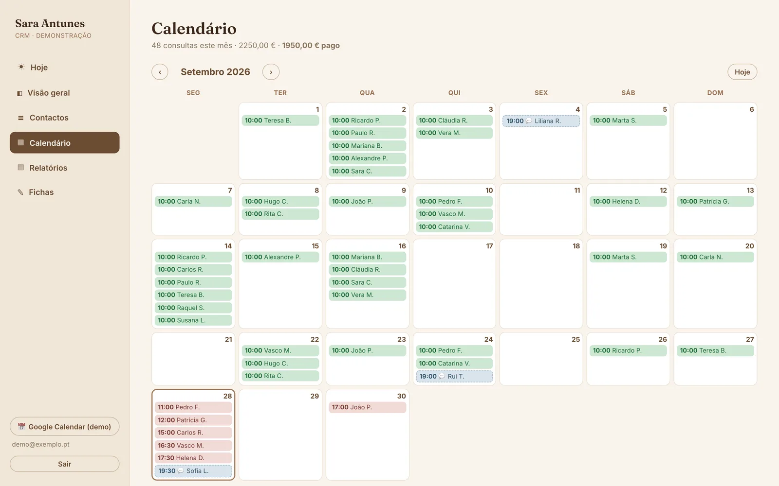 Agenda por profissional